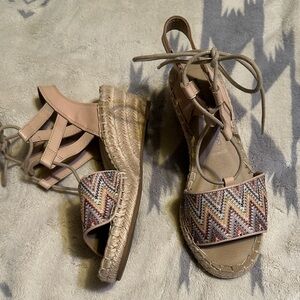 Rockport Beige and Multicolor Espadrille Sandals